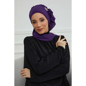 Aisha's Design Yandan Fırfırlı Gümüş Aksesuarlı Şifon Hazır Türban,