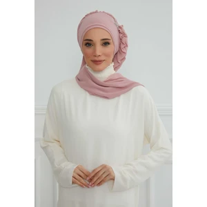 Aisha's Design Yandan Fırfırlı Gümüş Aksesuarlı Şifon Hazır Türban,