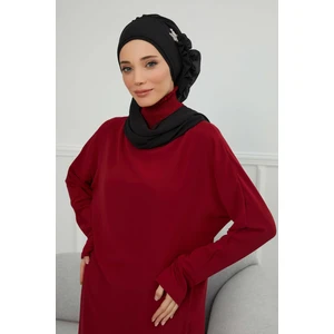 Aisha's Design Yandan Fırfırlı Gümüş Aksesuarlı Şifon Hazır Türban,