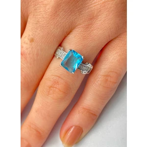 Baget Model Zirkon Taşlı 925 Ayar Şık Ahşap Hediye Kutulu Kadın Gümüş Yüzük