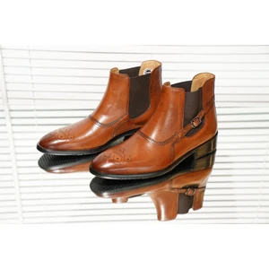 Terzi Adem Italyan Stil Iç Dış Naturel Deri Kışlık Erkek Bot Ayakkabı Kahverengi T4048