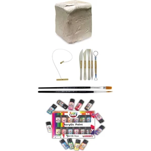 Seramik Hamuru 6 kg  Funny Kids Kids 20 ml 12 Renk Akrilik Boya  Seramik Başlangıç Seti