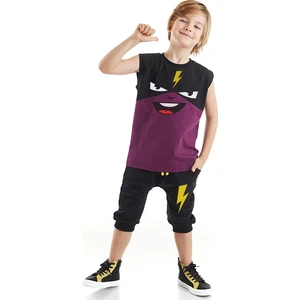 Şimşek Maske Erkek Çocuk T-shirt Kapri Şort akım