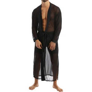 Erkek Siyah Tül Sabahlık Gecelik