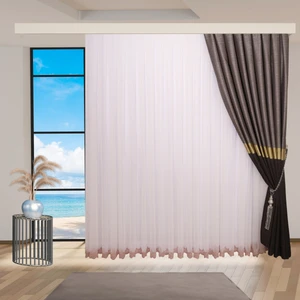 Etek İşlemeli Grek Pembe Renk Pilesiz Tül Perde