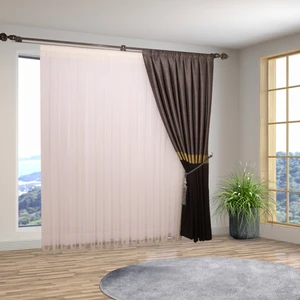 Etek İşlemeli Grek Gri Renk 1-3 Sık Pileli Tül Perde