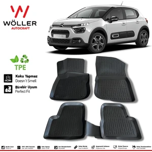Citroen C3 Paspas 2017 Sonrası 3D Havuzlu Wöller Paspas