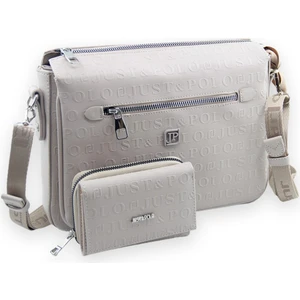 Just Polo Taş Büyük Boy Gofraj Baskı 3 Bölmeli Kadın Postacı ve Omuz Çantası 28X23CM MDS4000