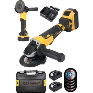 Schutzenger Profesyonel 128VF Kömürsüz Çift Akülü Şarjlı Avuç Taşlama Spiral 125MM Alman-5 Adet Taş
