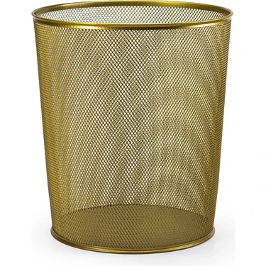 MAS Çöp Kovası 10 Litre Metal Fileli Altın Renkli Ergonomik Tasarım ile Ofis