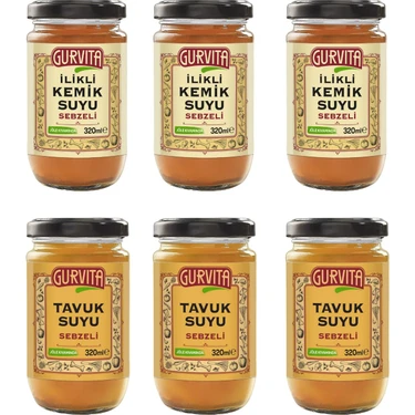 Gurvita Ilikli Kemik Suyu 3AD Dana SEBZELI+3AD Tavuk Sebzeli 320 ml