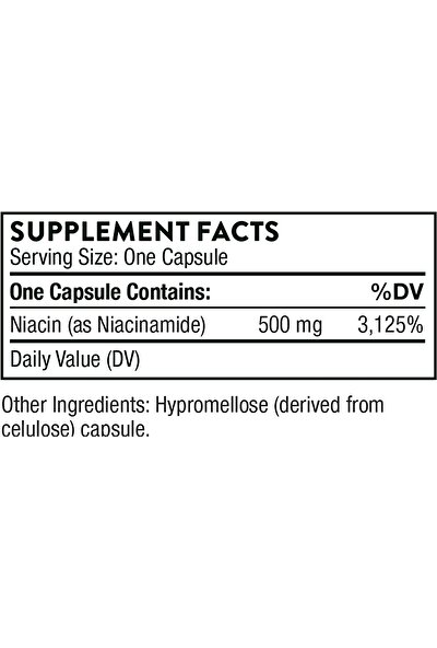 Thorne Research Niacinamide 500 mg Vitamin B3 Non Flushing Niacin B3 Vitamini Niyasin 180 Kapsül