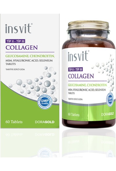 İnsvit Collagen Tip 2 Tip 3 Hyaluronic Acid Msm Kondroitin Selenyum 60 Tablet Kolajen