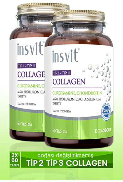 İnsvit Collagen Tip 2 Tip 3 Hyaluronic Acid Msm Kondroitin Selenyum 60 Tablet Kolajen 2 Adet
