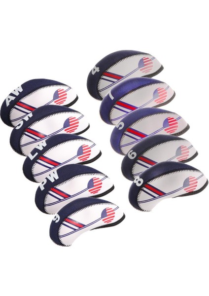 10 Adet Golf Kulübü Ütüler Için Kapaklar, Naylon Club Head Covers(Yurt Dışından)