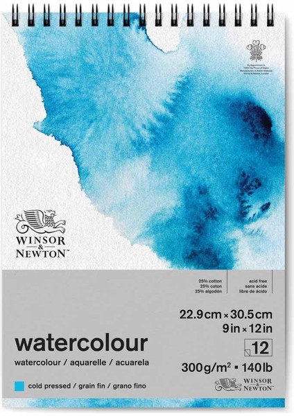 Watercolor Sulu Boya Bloknotu (Spiralli) Soğuk Baskı 300GR 12 Sayfa 22,9X30,5CM