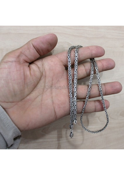 925 Ayar Gümüş Kral Zincir Kolye Yassı Model