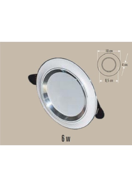 CT-5257 6W/6400K Zebra Led Armatür (Beyaz-Krom) (Beyaz-12 Adet)