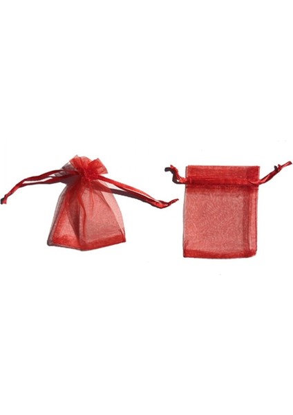 Kına Çerez Kesesi Organze Taşsız Minik Boy 7x9 cm - 100'LÜ Kırmızı