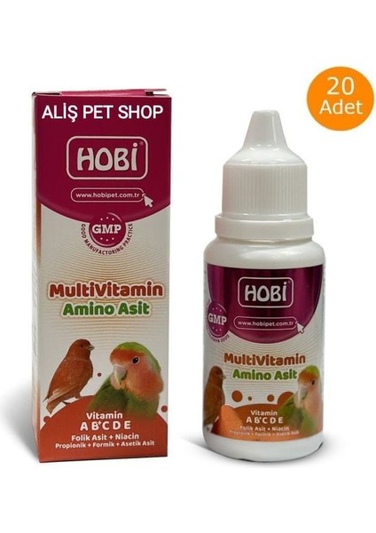 Kuşlar Için Multivitamin ve Aminoasit Takviyesi 30ML x 20 Adet