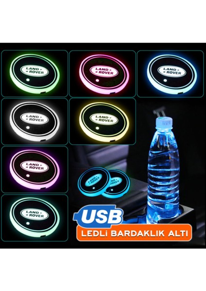 Land Rover Uyumlu Ledli Bardaklık Altı USB Şarjlı 2 Adet