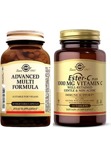 Advanced Multi (Antioxidant) Formula 30 Kapsül+ Ester-C Plus 1000 Mg 30 Tablet