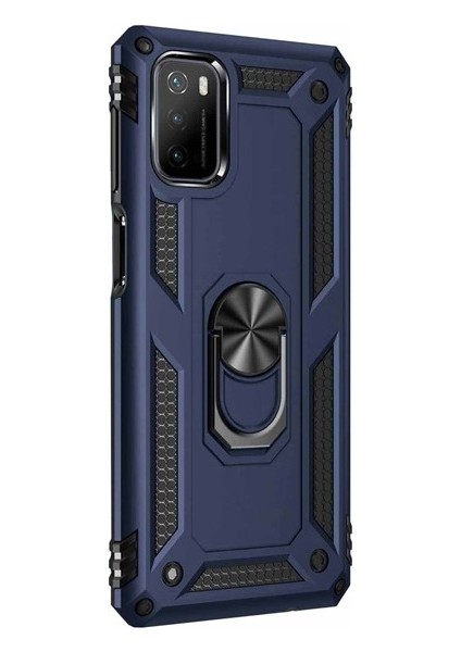 Xiaomi Poco M3 Kılıf Yüzüklü Standlı Korumalı Tank Kapak