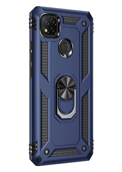 Xiaomi Redmi 10A Kılıf Yüzüklü Standlı Korumalı Tank Kapak