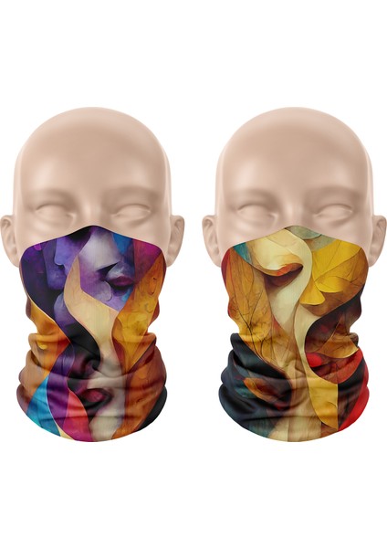 Yaprak Desenli 2'li Set Boyunluk Bandana Outdoor Balaklava Yüz Maskesi Kafa Bandı modelleri