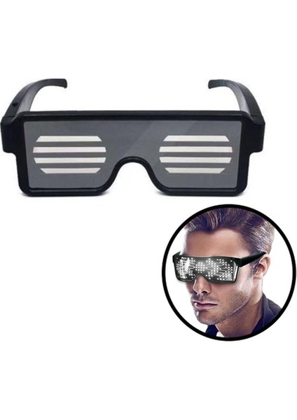 Beyaz LED Işıklı Kablosuz Parti GÖZLÜĞÜ-HJ-LRG01-B