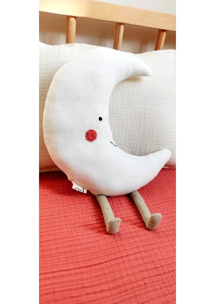 Sevimli Ay Pamuklu Organik Bebek / Çocuk Odası Dekoratif Müslin Kırlent modelleri