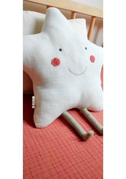 Sevimli Ay ve Yıldız Pamuklu Organik Bebek / Çocuk Odası Dekoratif Müslin Kırlent (2'li Set ) modelleri