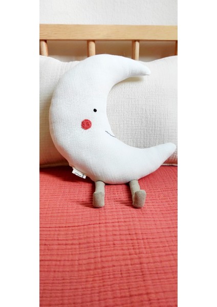 Sevimli Ay ve Yıldız Pamuklu Organik Bebek / Çocuk Odası Dekoratif Müslin Kırlent (2'li Set ) fırsatları