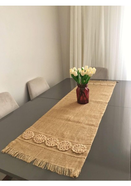 Örgü Motifli Jüt Runner 40X120 cm