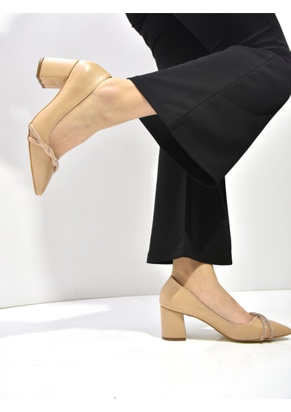 Topuklu Taş Detaylı Kadın Ayakkabı Ten fiyatları