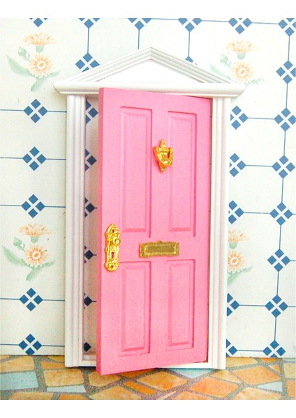 Dollhouse Minyatür Pembe Ahşap Kapı (Yurt Dışından)