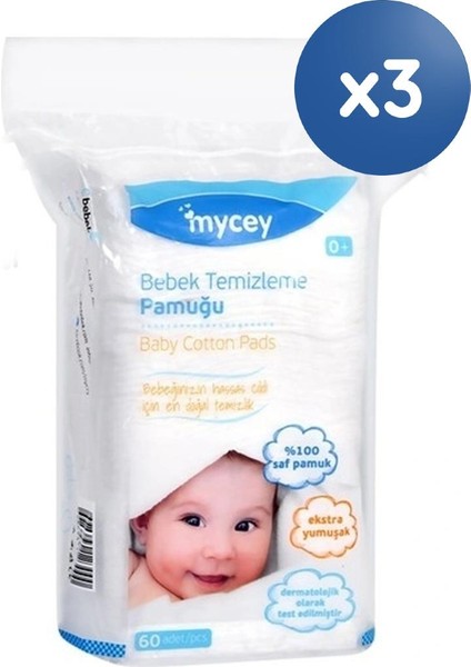 Mycey Bebek Temizleme Pamuğu Seti (60X3 180 Adet)