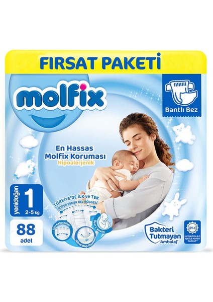 Bebek Bezi Fırsat Paketi 1 Beden 2-5 kg 88 Adet