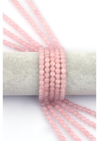 Madagaskar Pembe Kuvars Doğal Taş Dizi 6 mm Küre Kesim