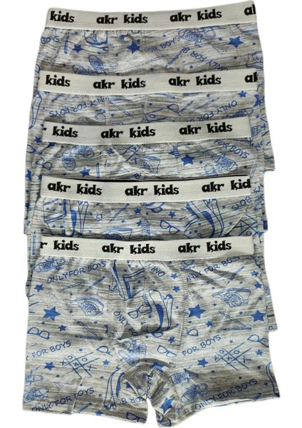Erkek Çocuk Likralı Desenli Boxer 5li Paket modelleri