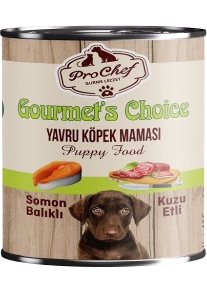 12 Adet Gourmet's Choice Yavru Köpek Maması | 415 gr Somon Balıklı & Kuzu Etli Konserve Yaş Mama