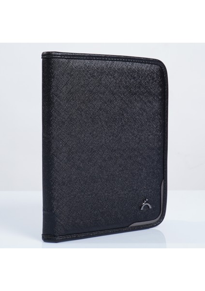 A5 Fermuarlı El Portföyü Çantası, Hamburg, Siyah