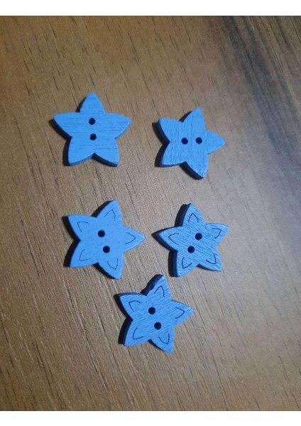Tahta Yıldız Düğme 1,5 cm 1paket5 Adet
