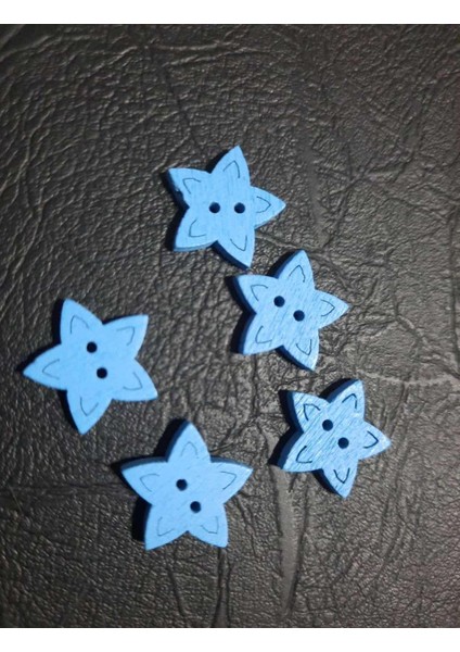 Tahta Yıldız Düğme 1,5 cm 1paket5 Adet