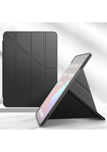 MTK Moveteck Apple Ipad 10. Nesil 10.9 2022 Kılıf Kalem Bölmeli Üçgen Çift Yönlü Standlı Trifolding Ofis Tip Case