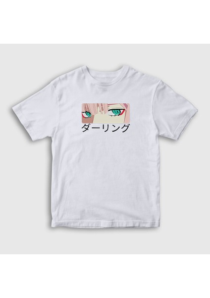 Unisex Çocuk Beyaz Zero Two Anime Darling In The Franxx T-Shirt