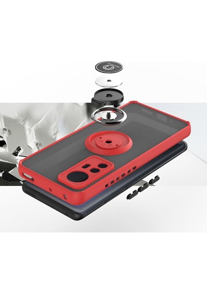 Xiaomi 12 Lite Kılıf Silikon Montreal Yüzüklü Standlı