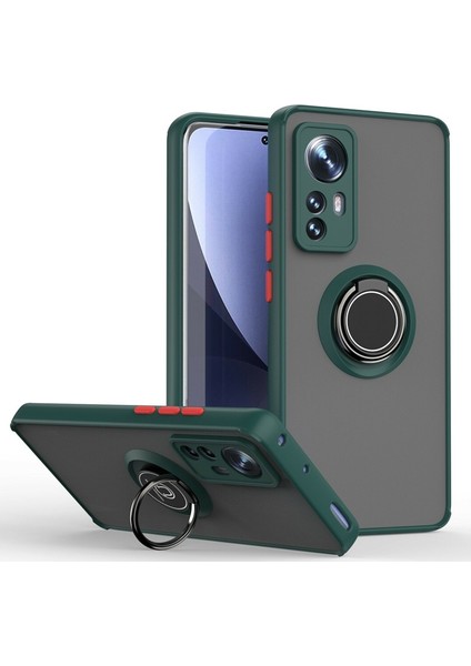 Xiaomi 12 Lite Kılıf Silikon Montreal Yüzüklü Standlı + Ekran Koruyucu