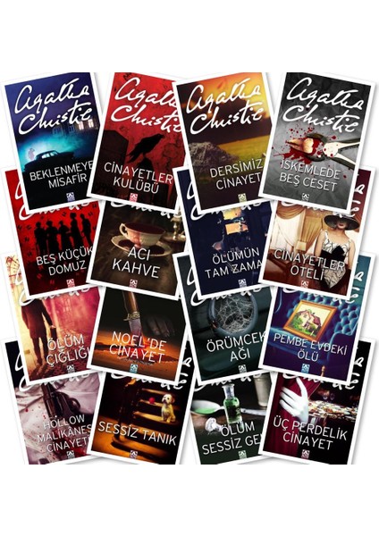 Cinayetler Kulübü - Acı Kahve - Noel'de Cinayet - Sessiz Tanık - Ölüm Çığlığı - Cinayetler Oteli - 16 Kitap - Agatha Christie + Caprice Tükenmez Kalem