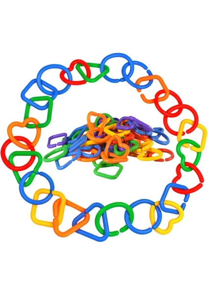 20 Adet Renkli Öğretici Geometrik Şekilli Halkalar Puset Askısı